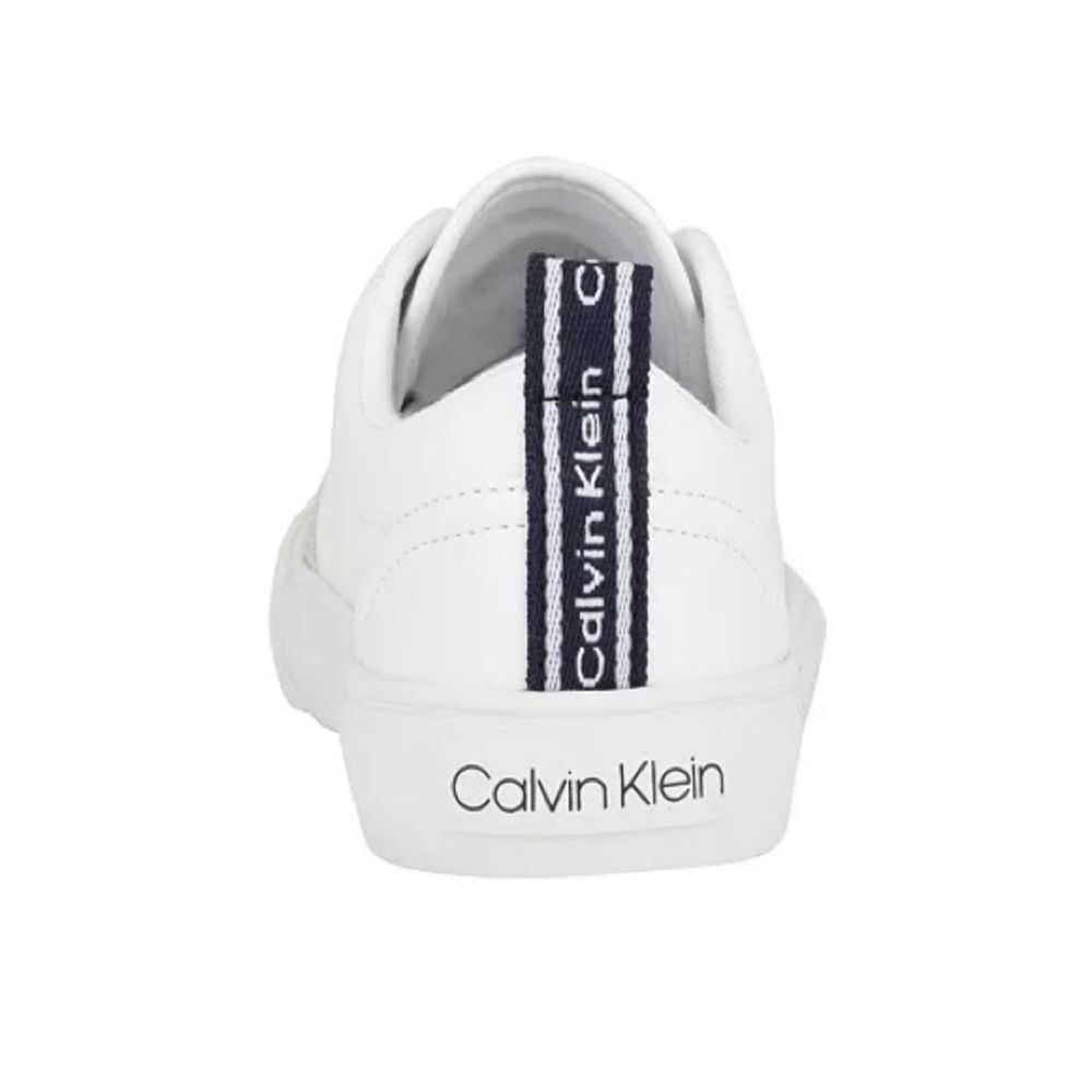 CK White/Navy Calvin Klein Women's Round Toe Lace-up Casual Sneakers Sz 10